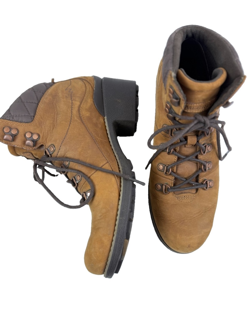 Merrell Chateau Mid Lace Waterproof  Leather Boots US9.5 Block Heal Tread EUC